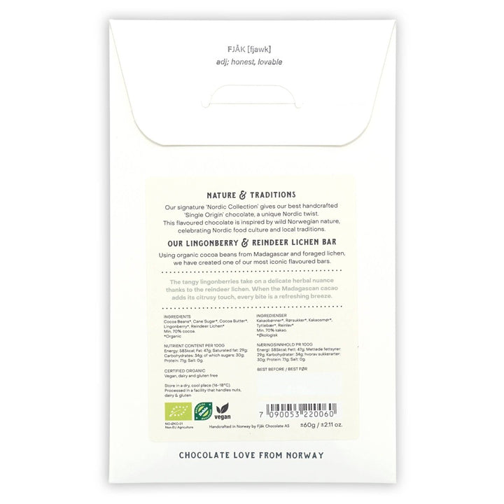 Dark Chocolate with Lingonberry & Lichen - FJORD AND FABLE