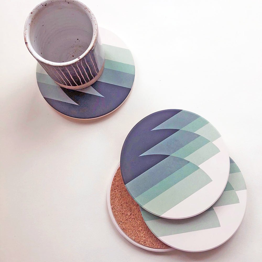 WAVES Ceramic Coasters · Set of 4 - FJORD AND FABLE